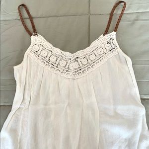 Double Zero crop tank top with lace neckline, size S